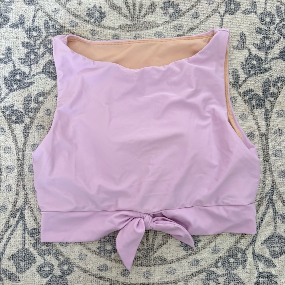 Lime Ricki Knotted Swim Crop Top